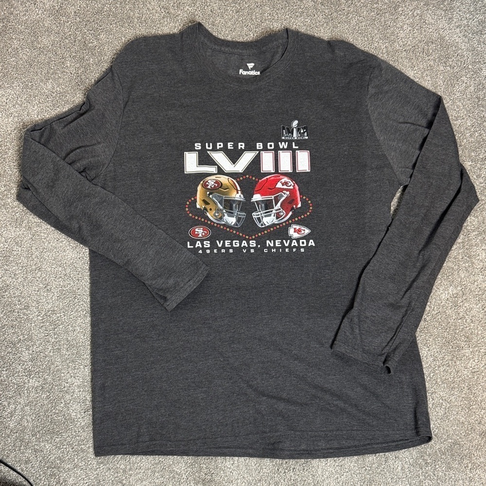 Fanatics Men's Charcoal Super Bowl LVIII Long Sleeve Tee